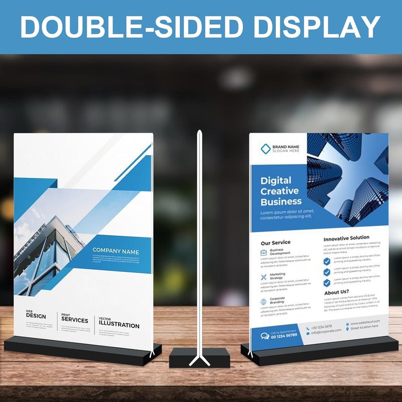 Seencool 8.5x11 Acrylic Sign Holder Vertical Double-Sided Tabletop Sign Holder with Black Base, Plastic Picture Frame Paper Holder, Clear Menu Display Stand for Office Restaurant Store Home 8 Pack - Image 3